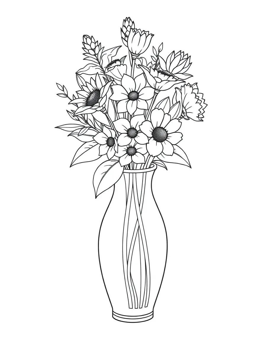 A bouquet in a vase with various blossoms