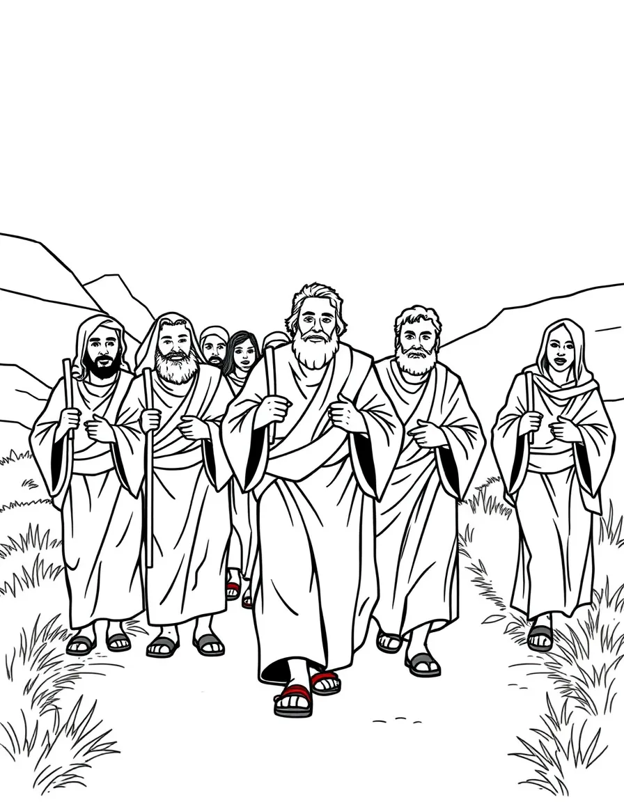 Disciples on the road to Emmaus, walking with Jesus, who they don't recognize yet.