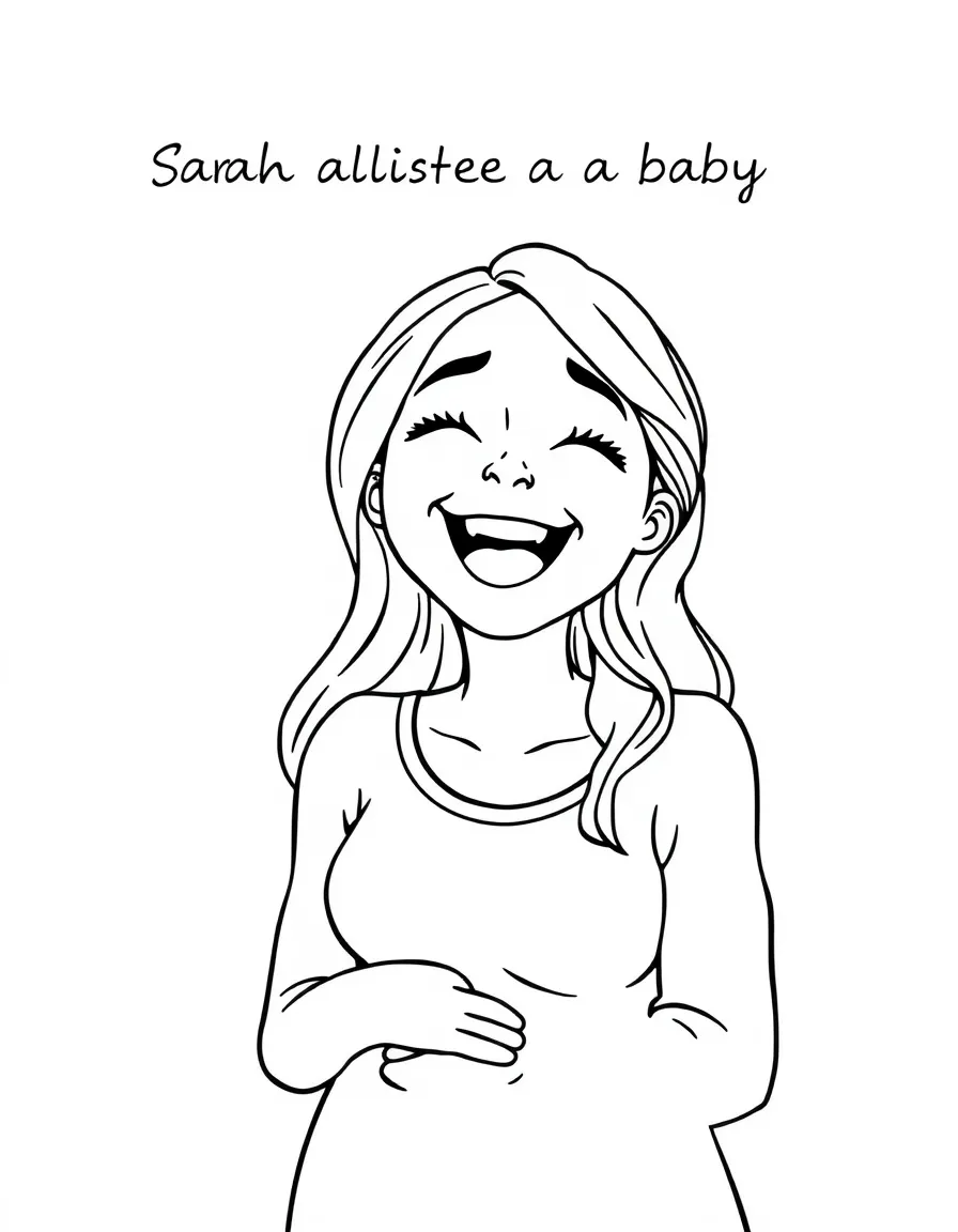 Sarah laughing when she hears she will have a baby.