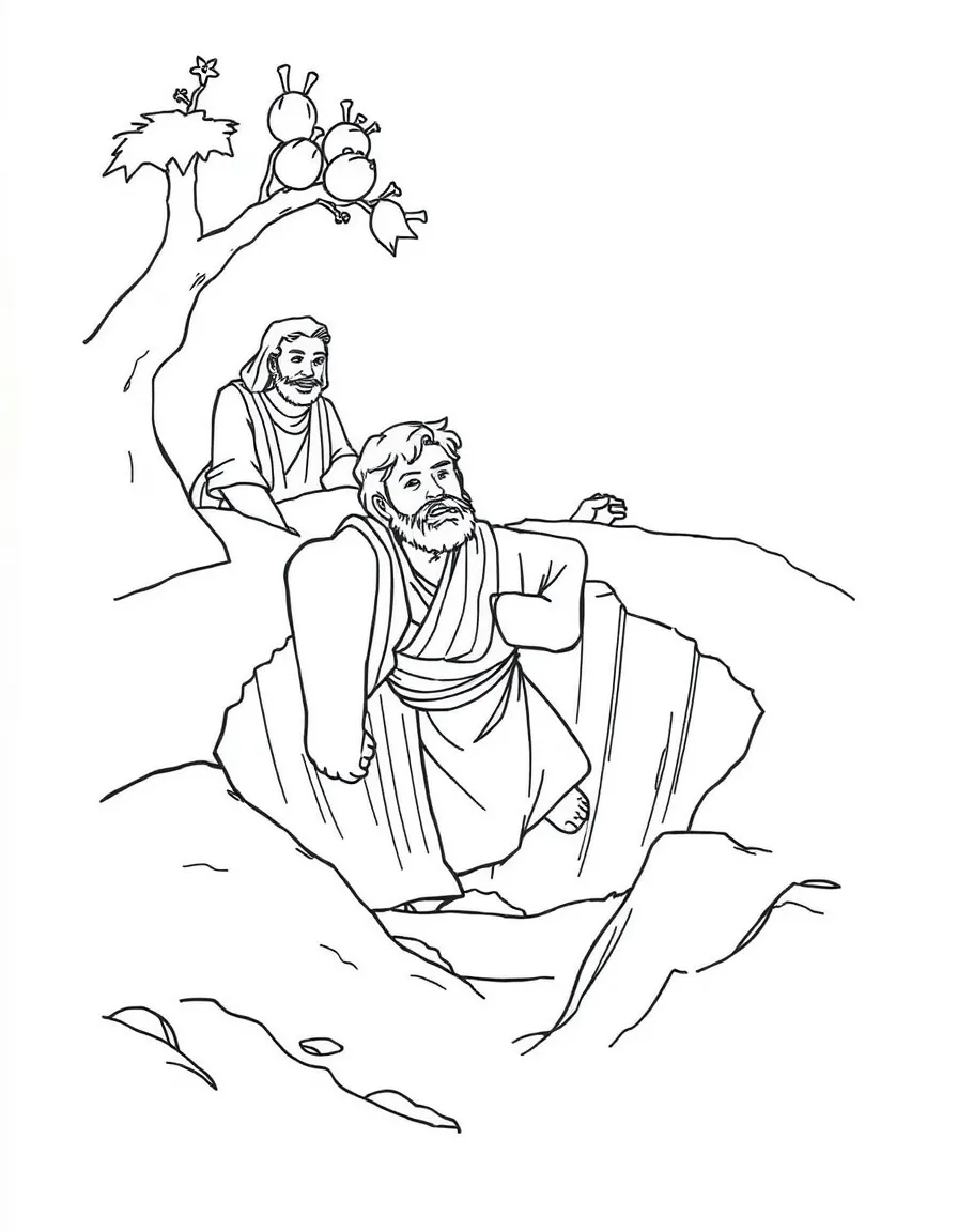 Joseph being thrown into a pit by his jealous brothers.