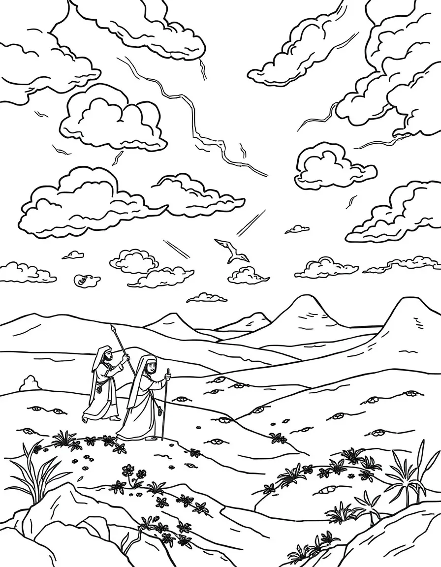 The ten plagues in Egypt: dark skies covering the land.