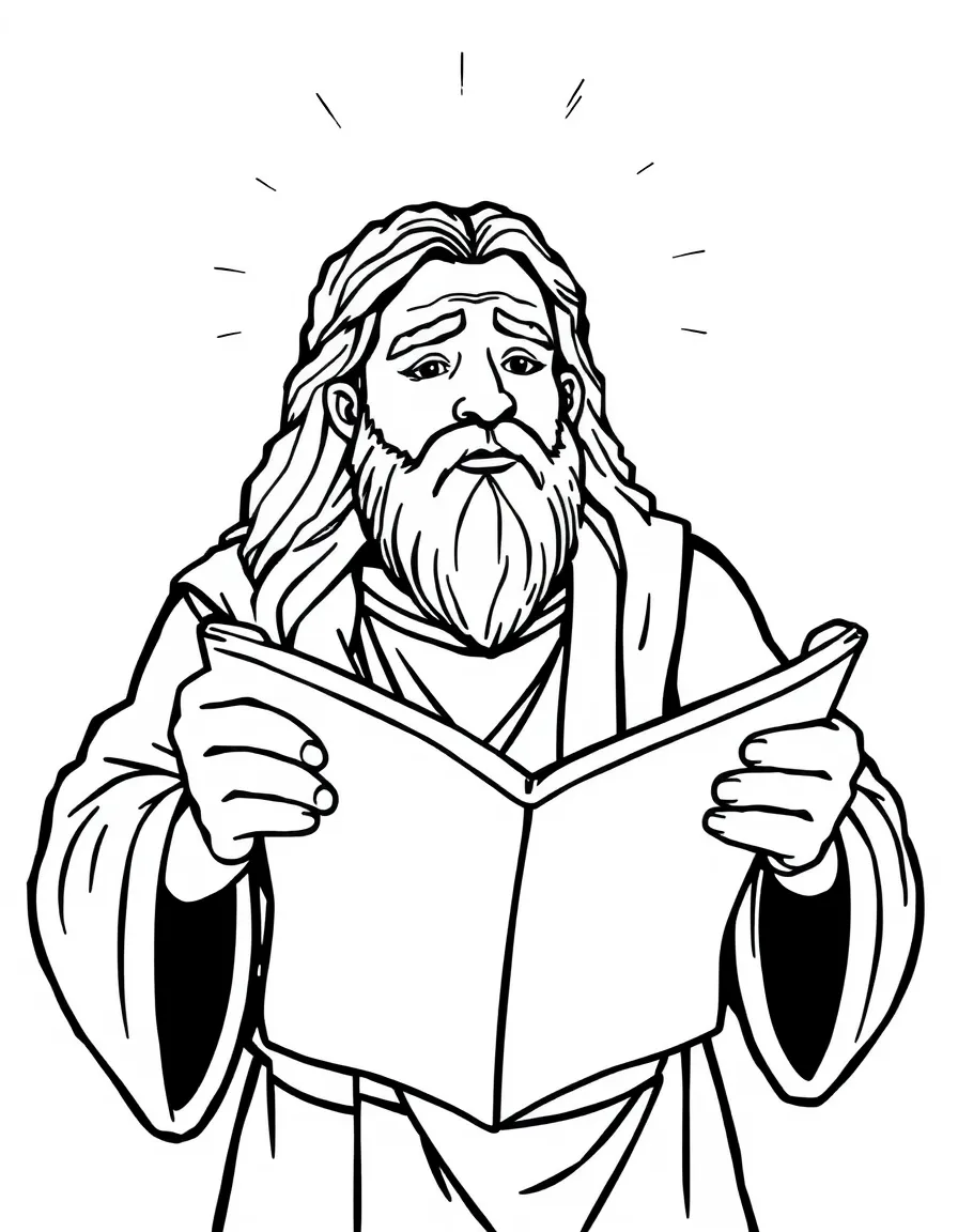 Isaiah prophesying, with a scroll open in his hands.