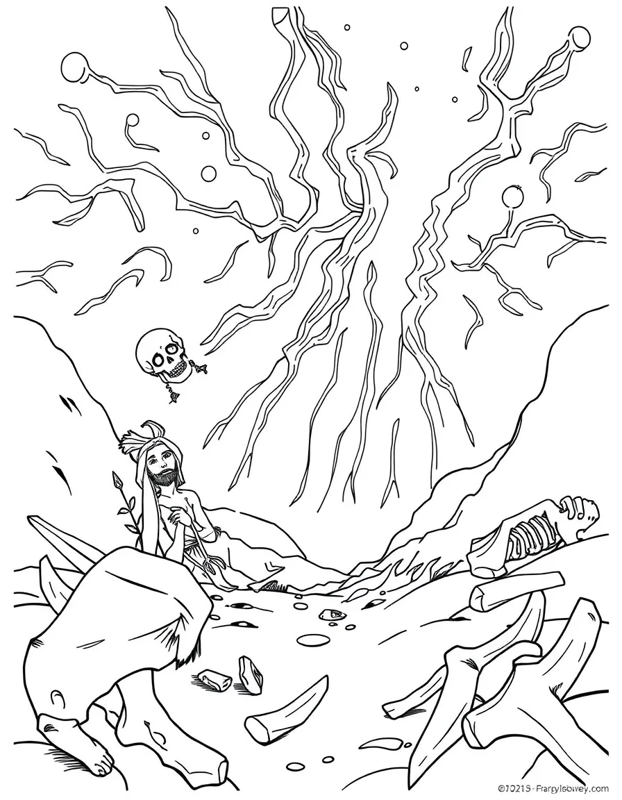 Ezekiel seeing visions of dry bones coming to life.