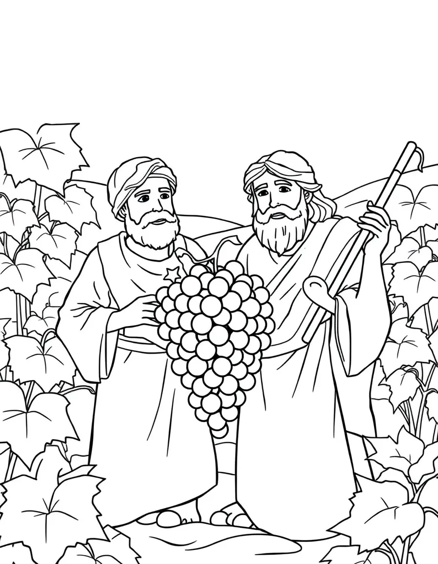 Caleb and Joshua bringing back giant grapes from the Promised Land.