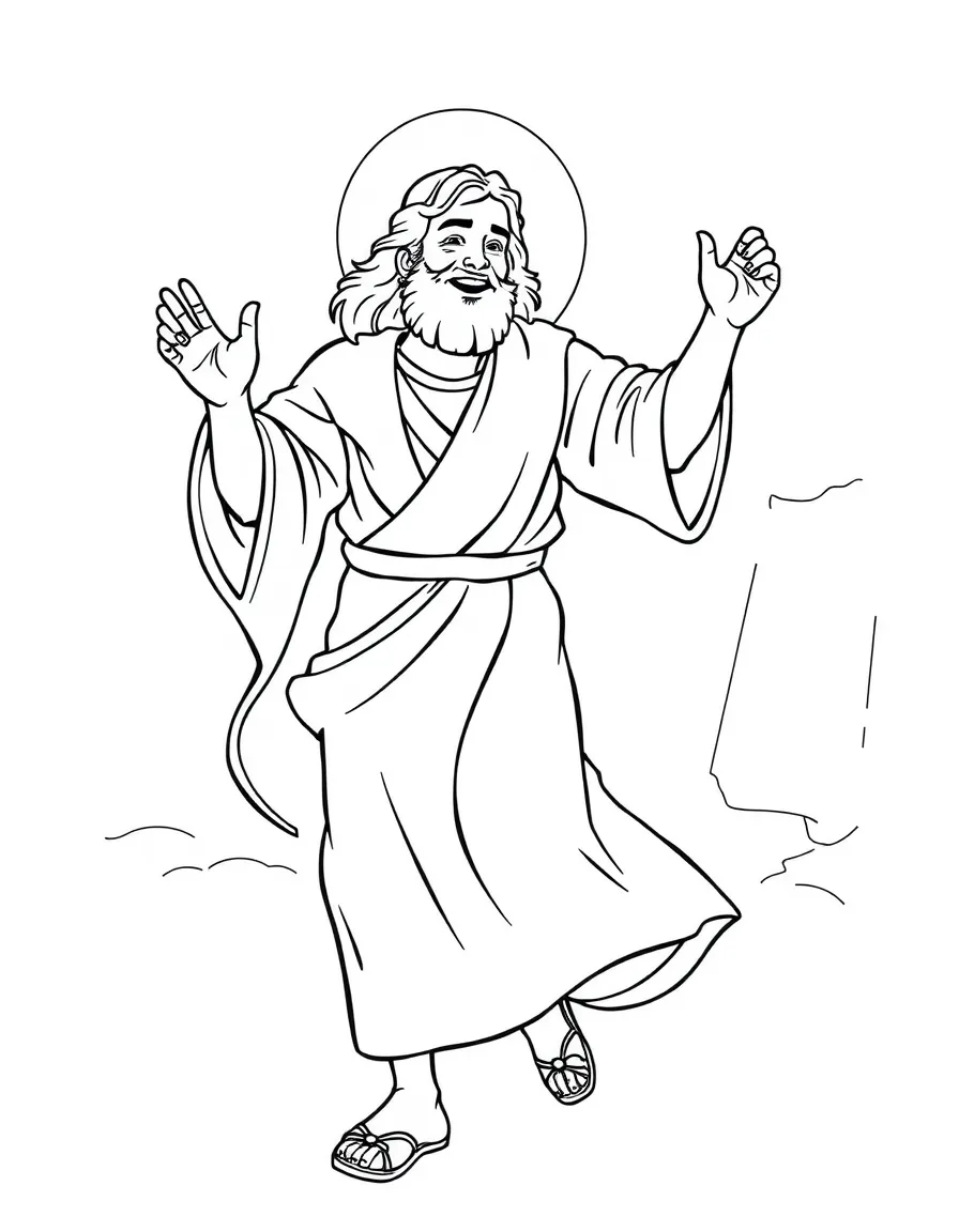 King David dancing before the Lord, with a joyful expression.