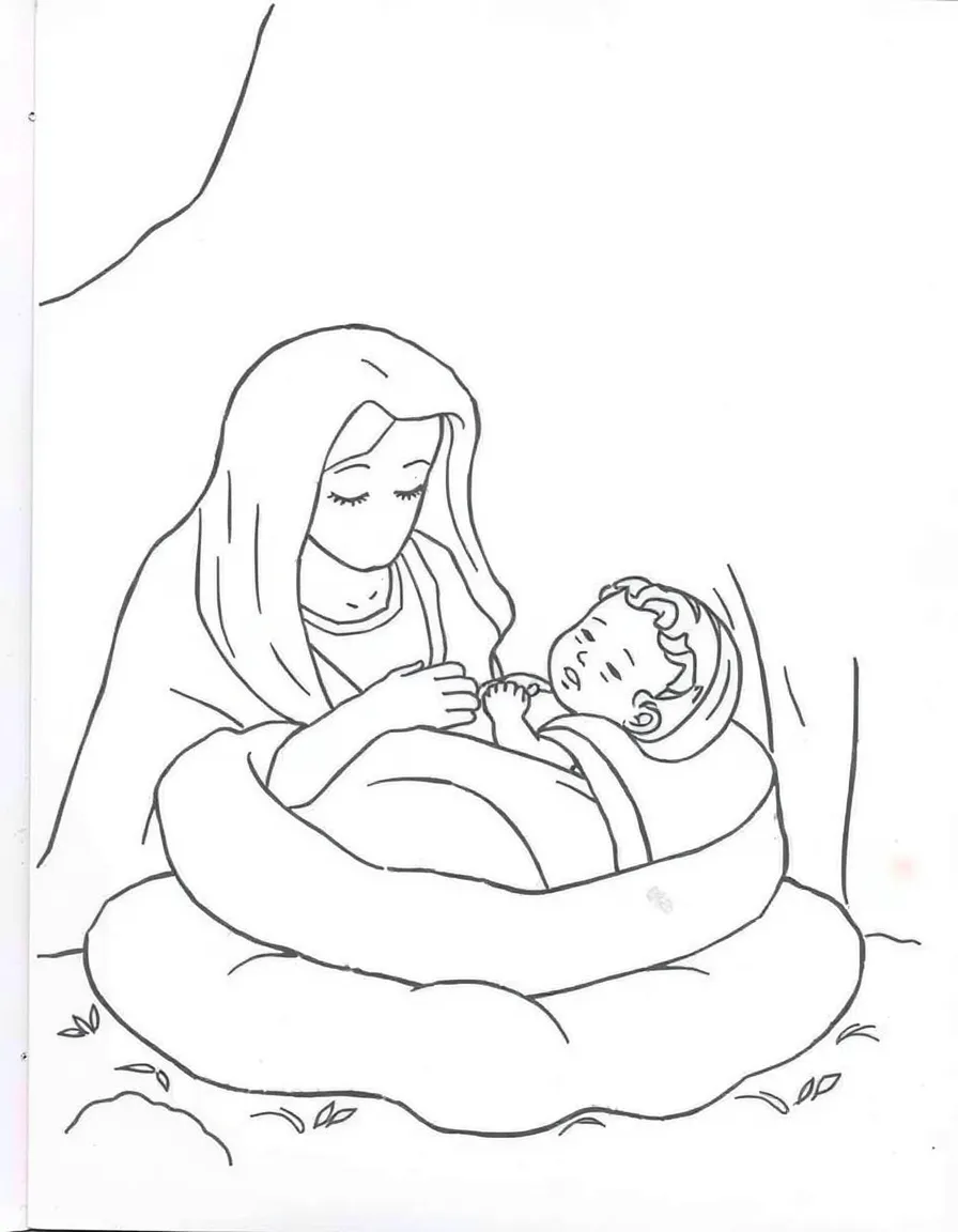 Bathsheba's baby Solomon being born, looking peaceful.
