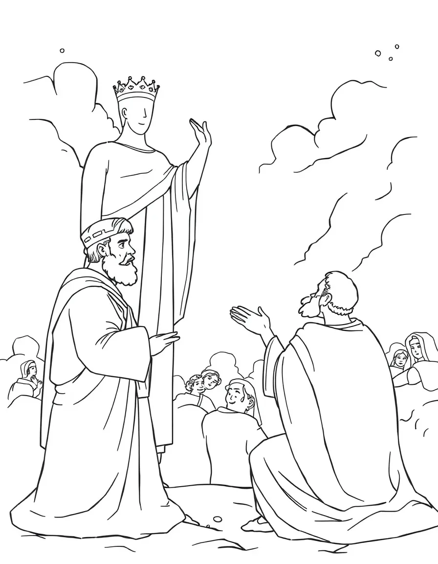 Daniel interpreting the king's dream of a big statue.