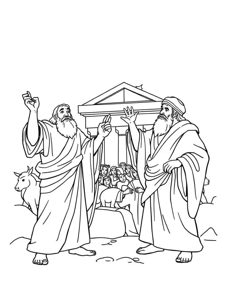 Haggai and Zechariah encouraging the people to rebuild the temple.