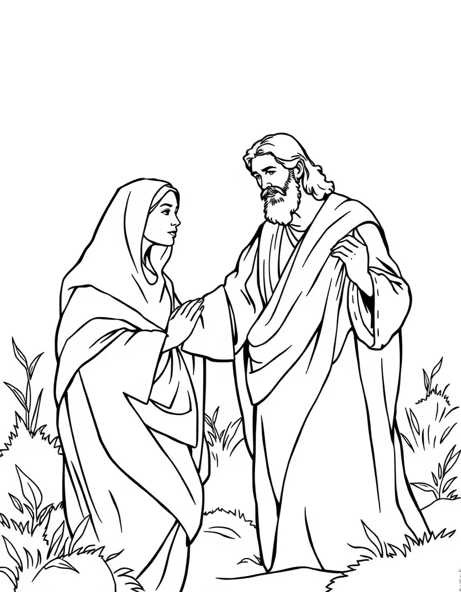 Jesus healing the woman with the issue of blood, touching his cloak.