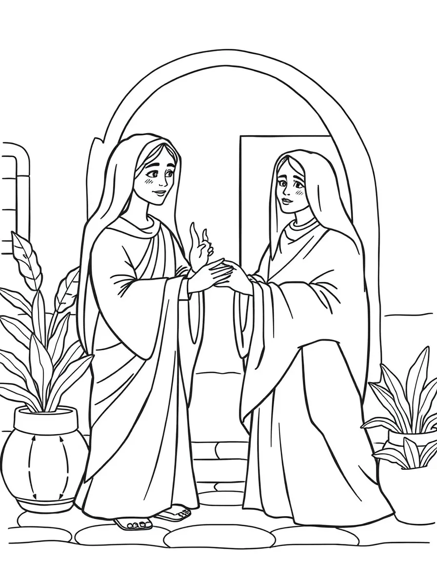Mary and Martha welcoming Jesus into their home.