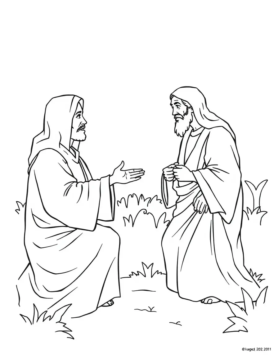 Jesus telling the parable of the persistent widow.