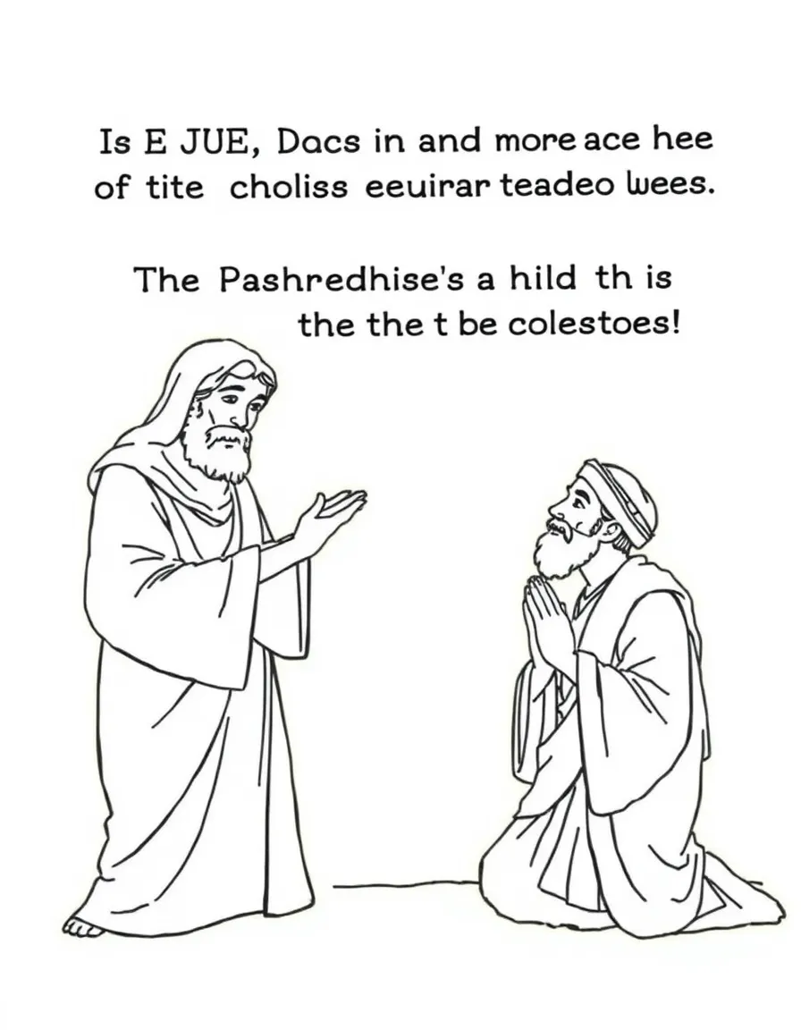 Jesus telling the parable of the Pharisee and the tax collector praying.