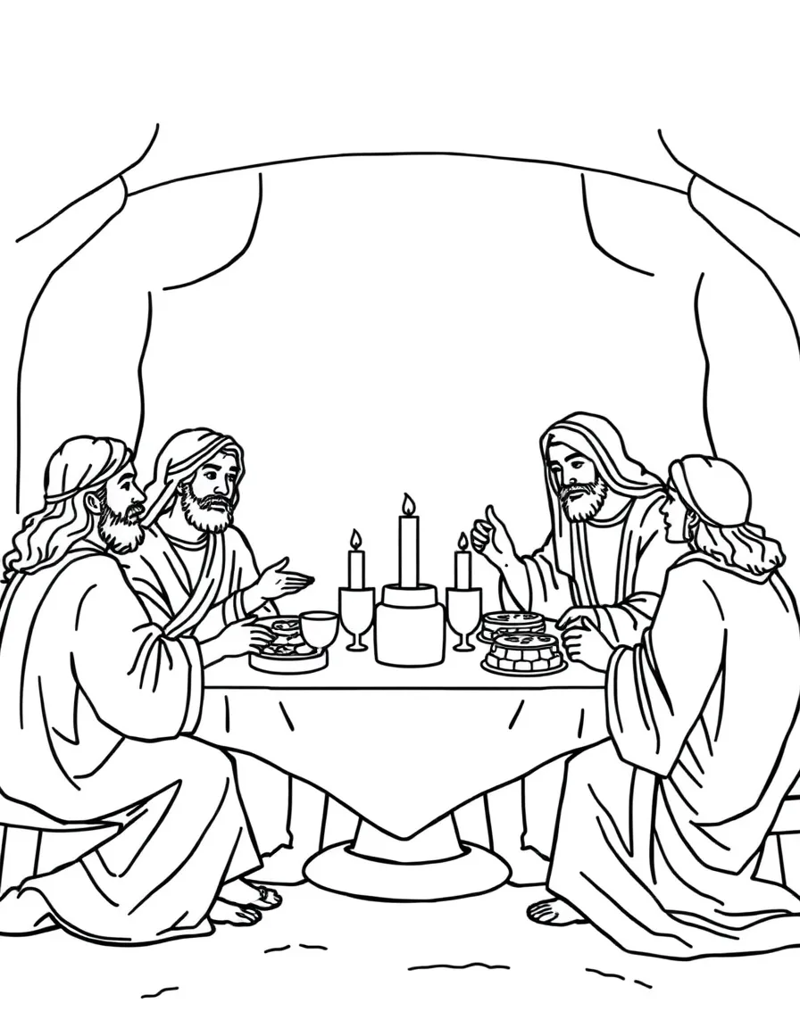 Jesus celebrating the Passover meal with his disciples.