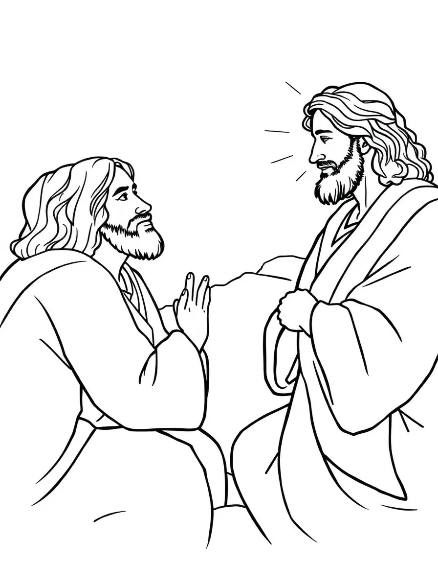 Jesus comforting his disciples, telling them he will send the Holy Spirit.