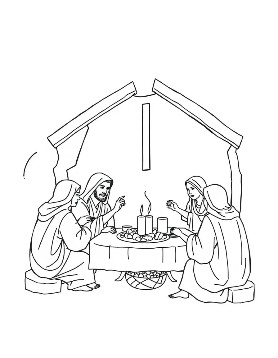 The early church sharing everything, with people eating together.