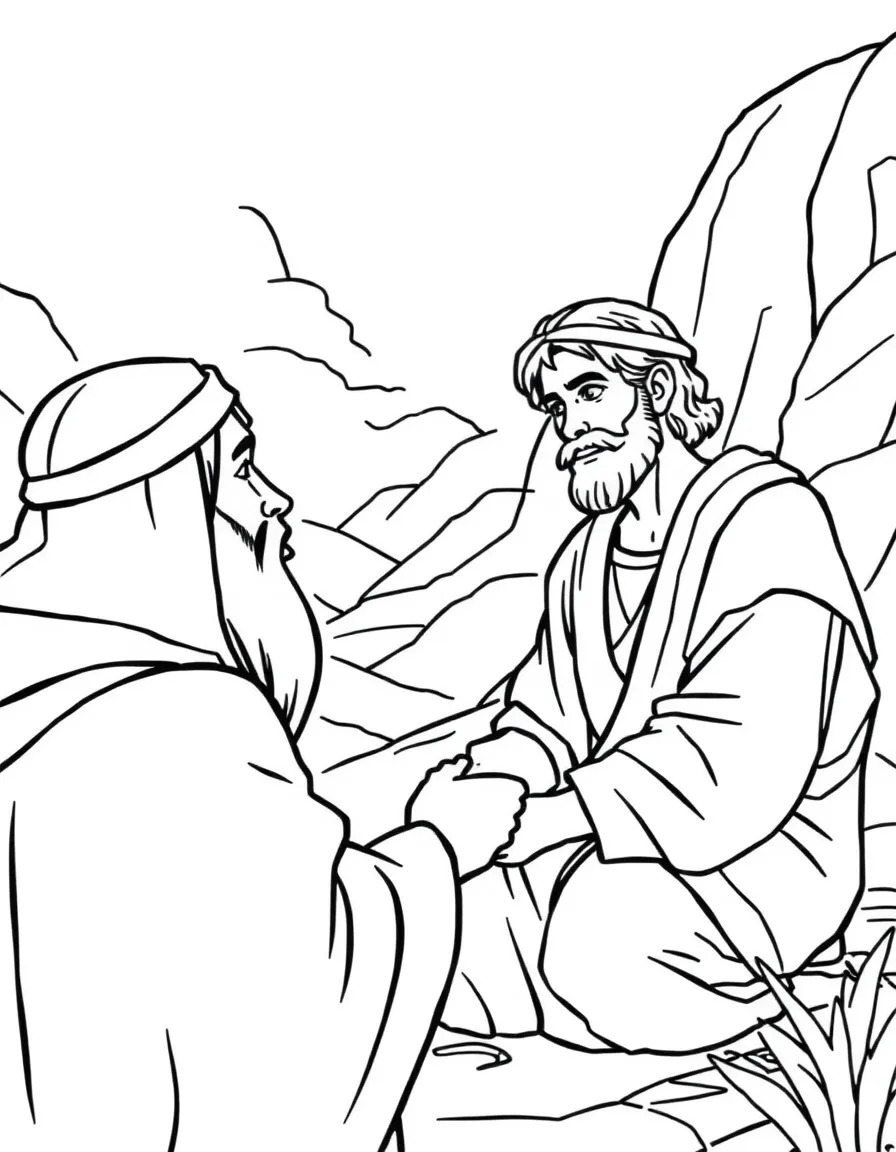 Ananias healing Saul's eyes in Damascus.