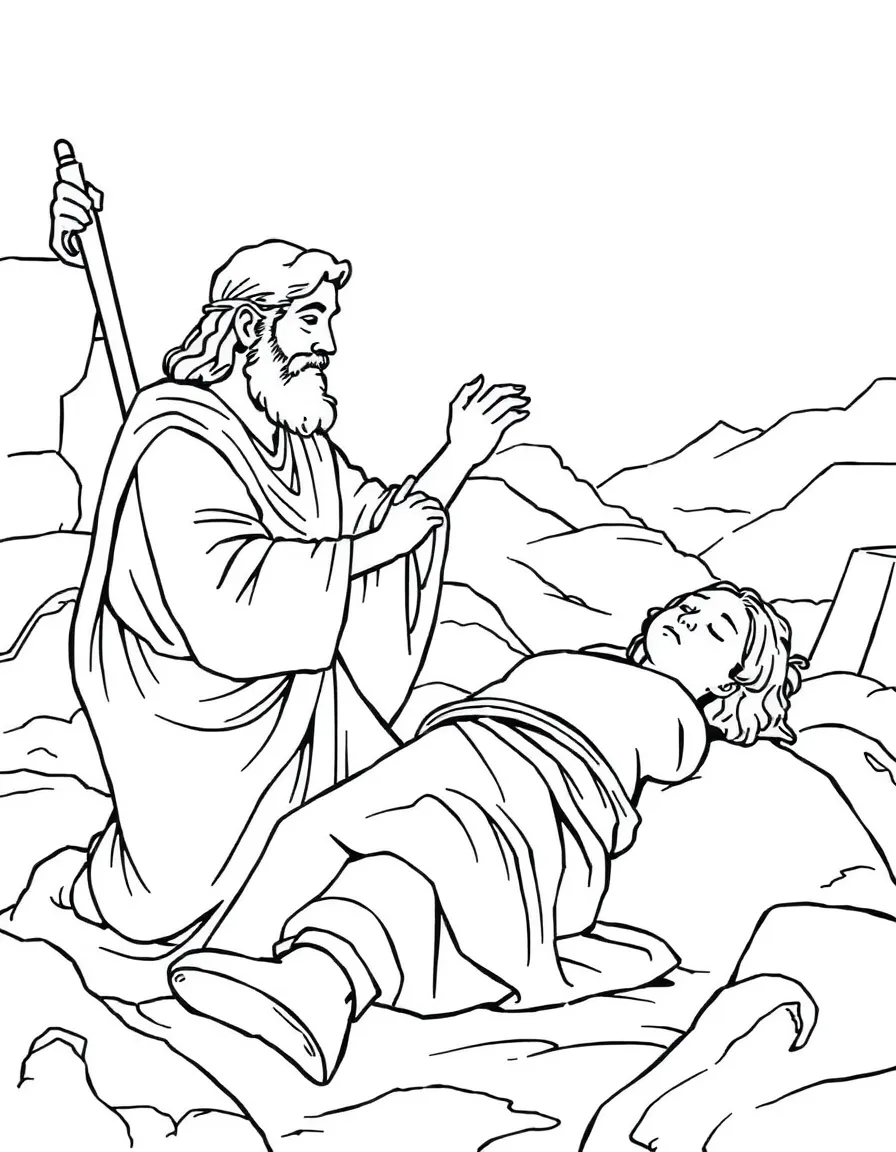 Peter raising Dorcas from the dead in Joppa.