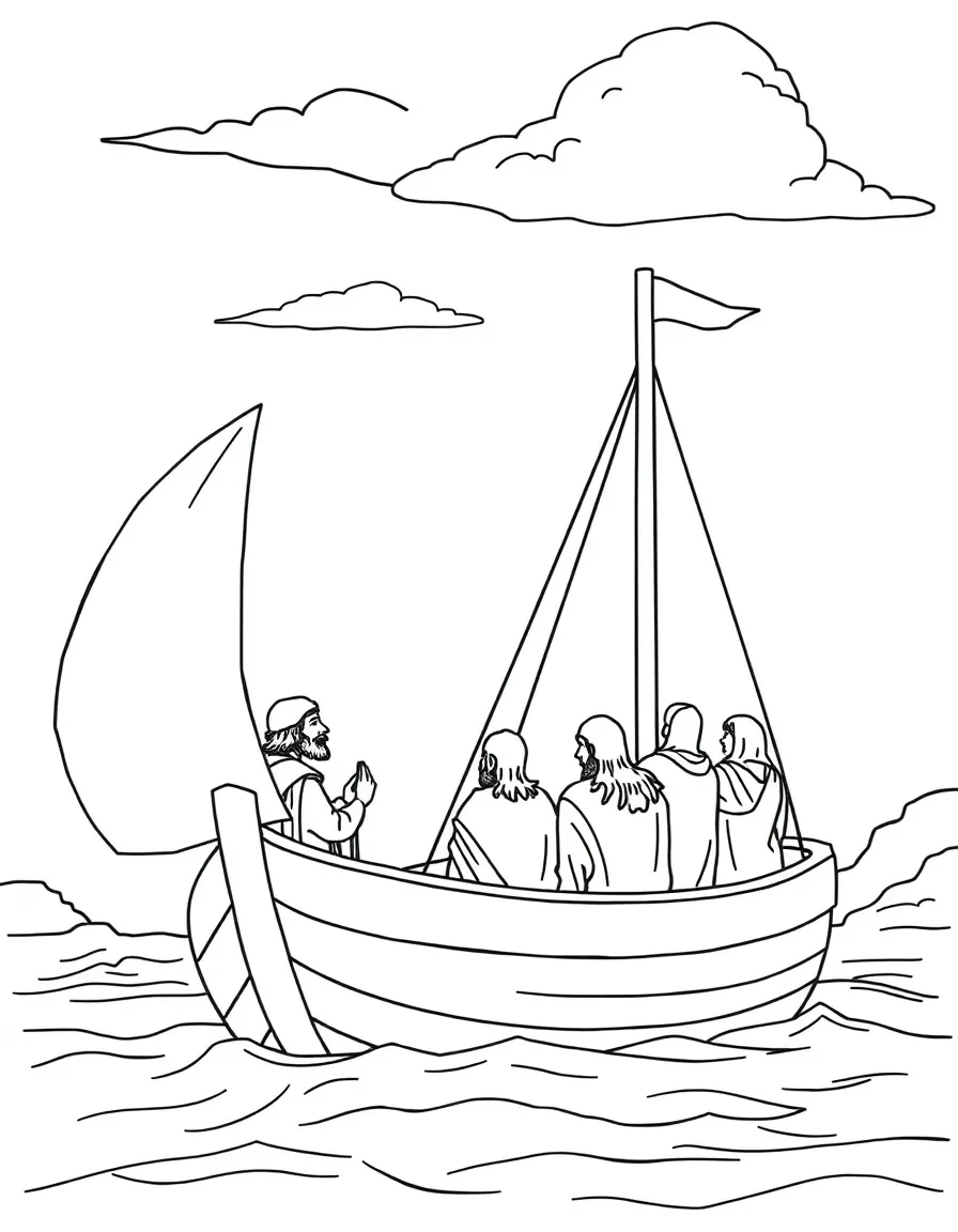 Paul sailing to Jerusalem, saying goodbye to the elders of Ephesus.
