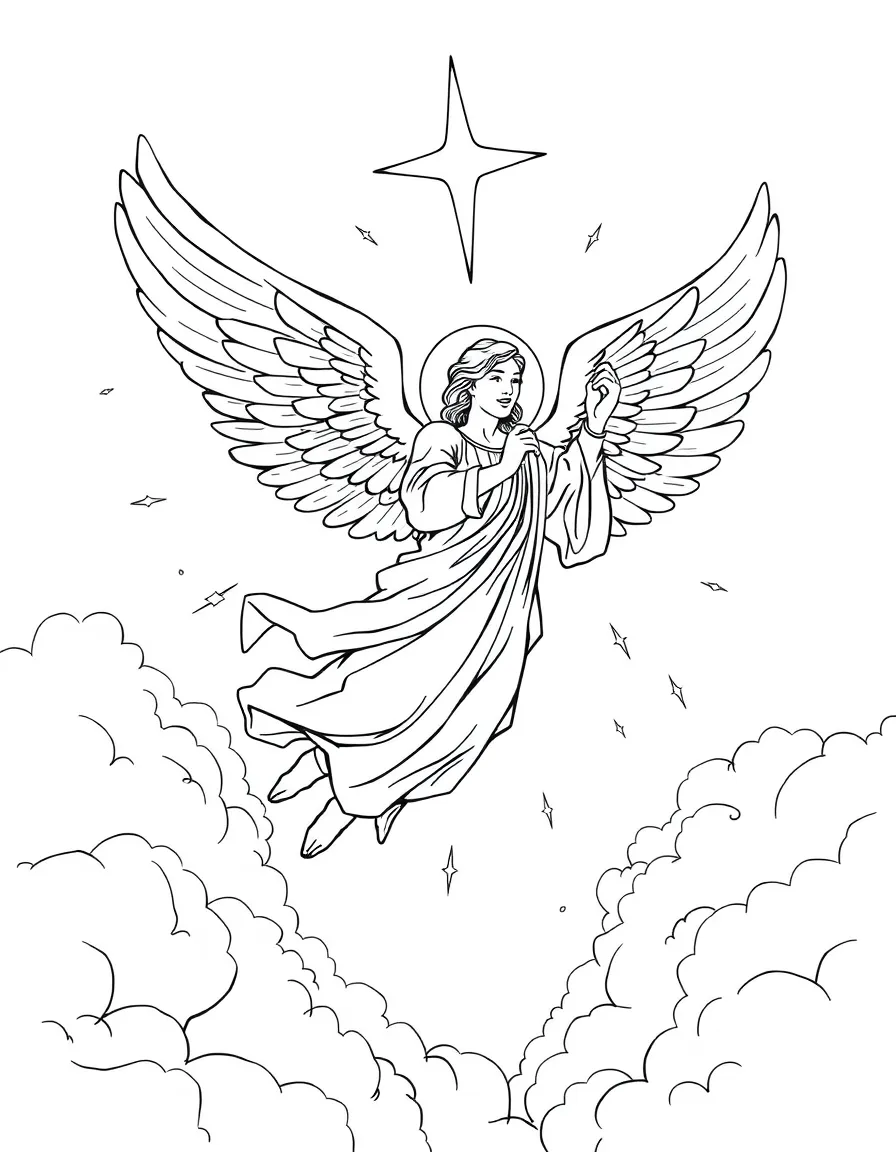 A mighty angel flying through the air with the everlasting Gospel.