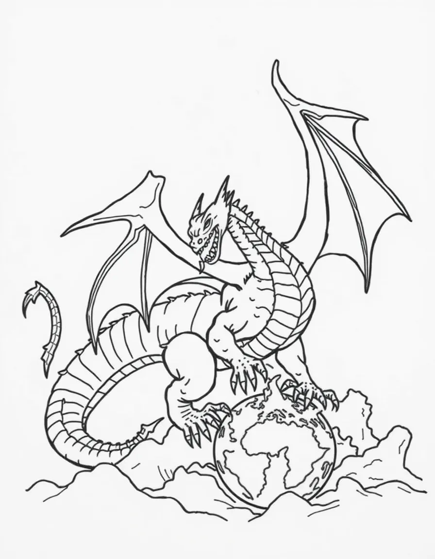 The great dragon, Satan, being cast down to Earth.