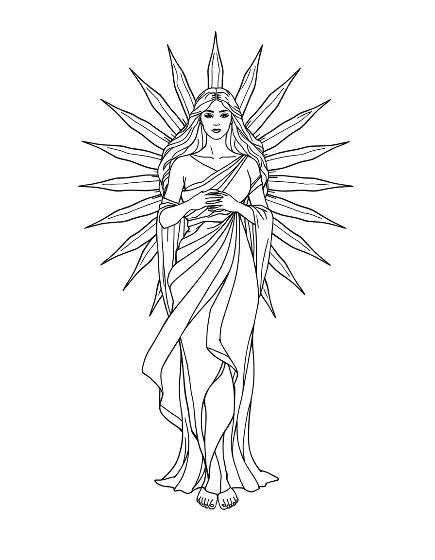 The woman clothed with the sun, with the moon under her feet.