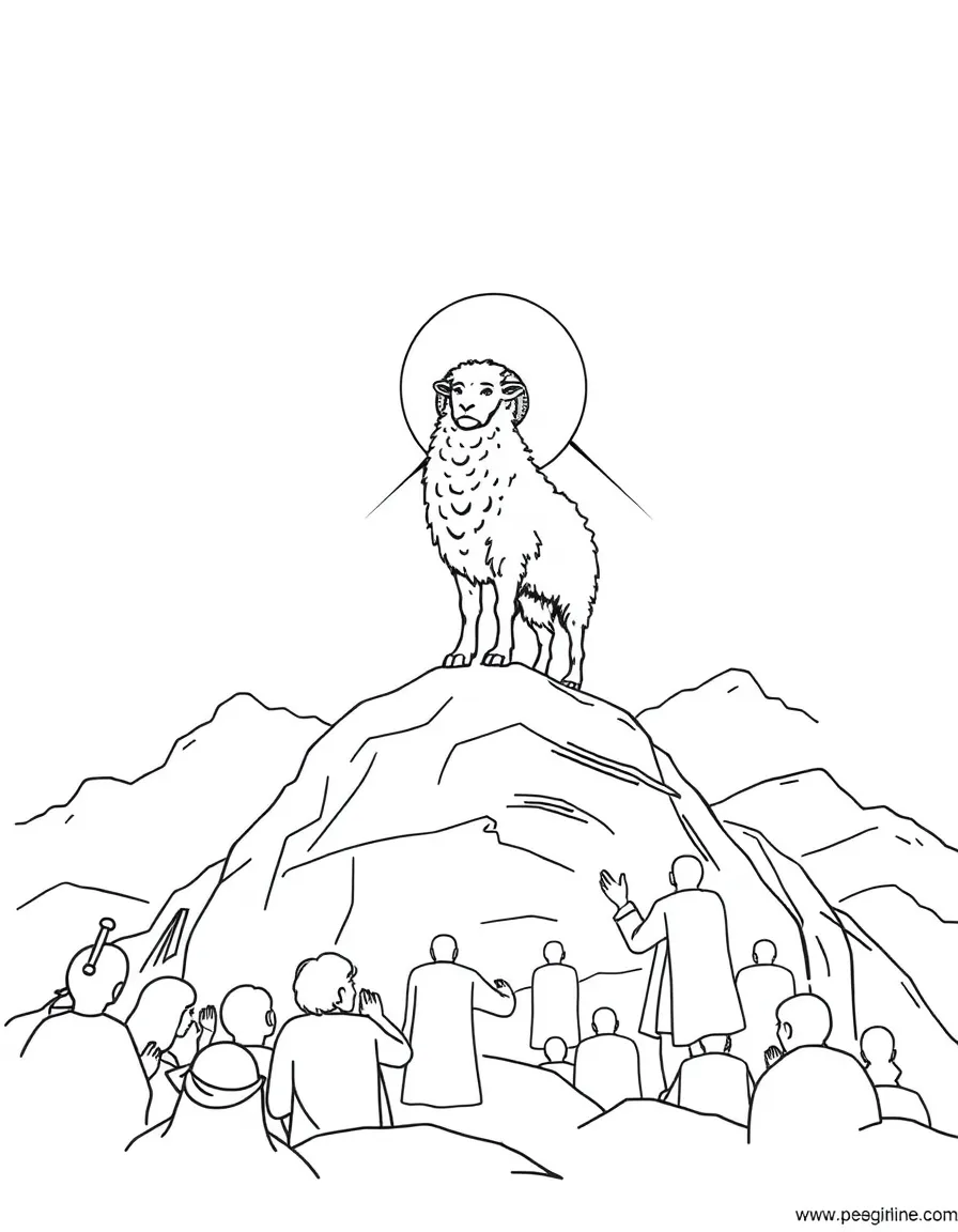 The Lamb standing on Mount Zion with 144,000 people.