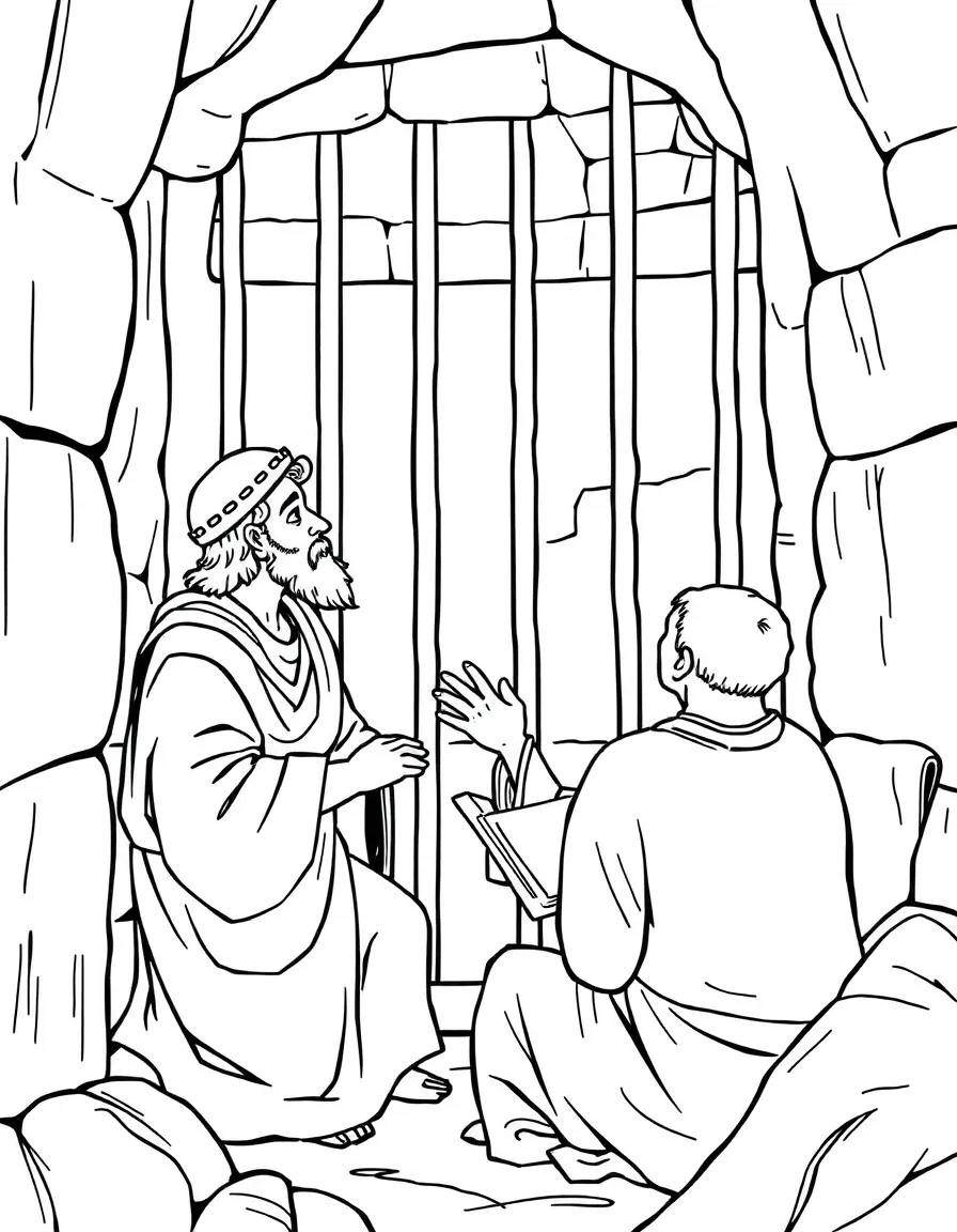 Joseph in prison, interpreting dreams for the baker and butler.