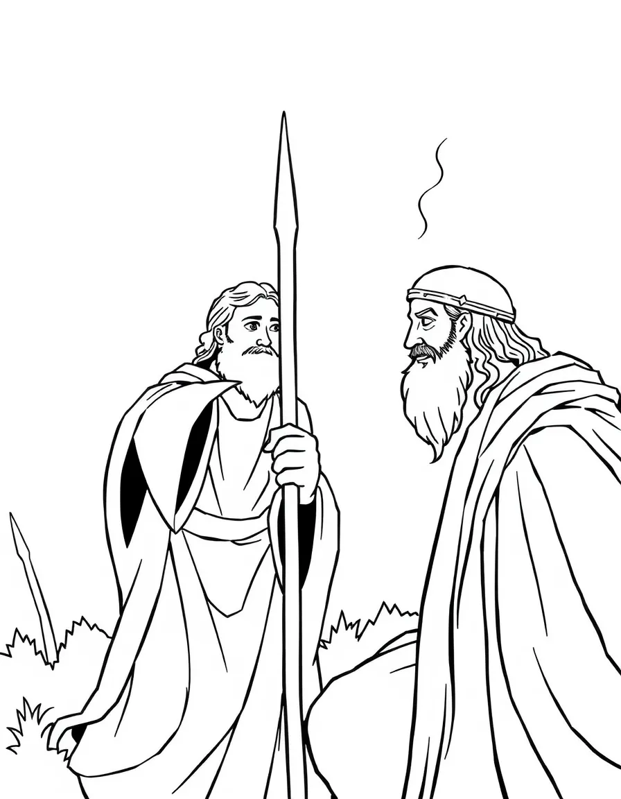 Jael driving a tent peg through Sisera's head (simplified for kids).