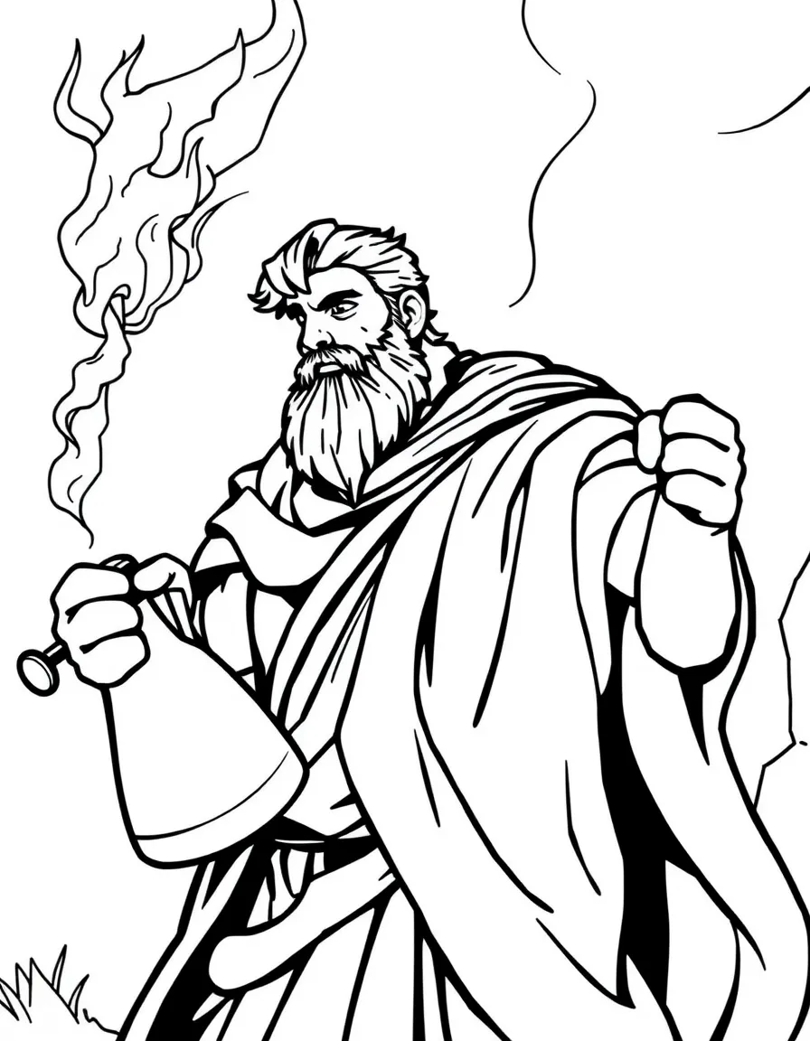 Gideon preparing to fight with a torch and pitcher.