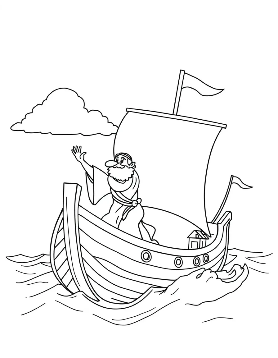 Jonah running away from God on a ship.