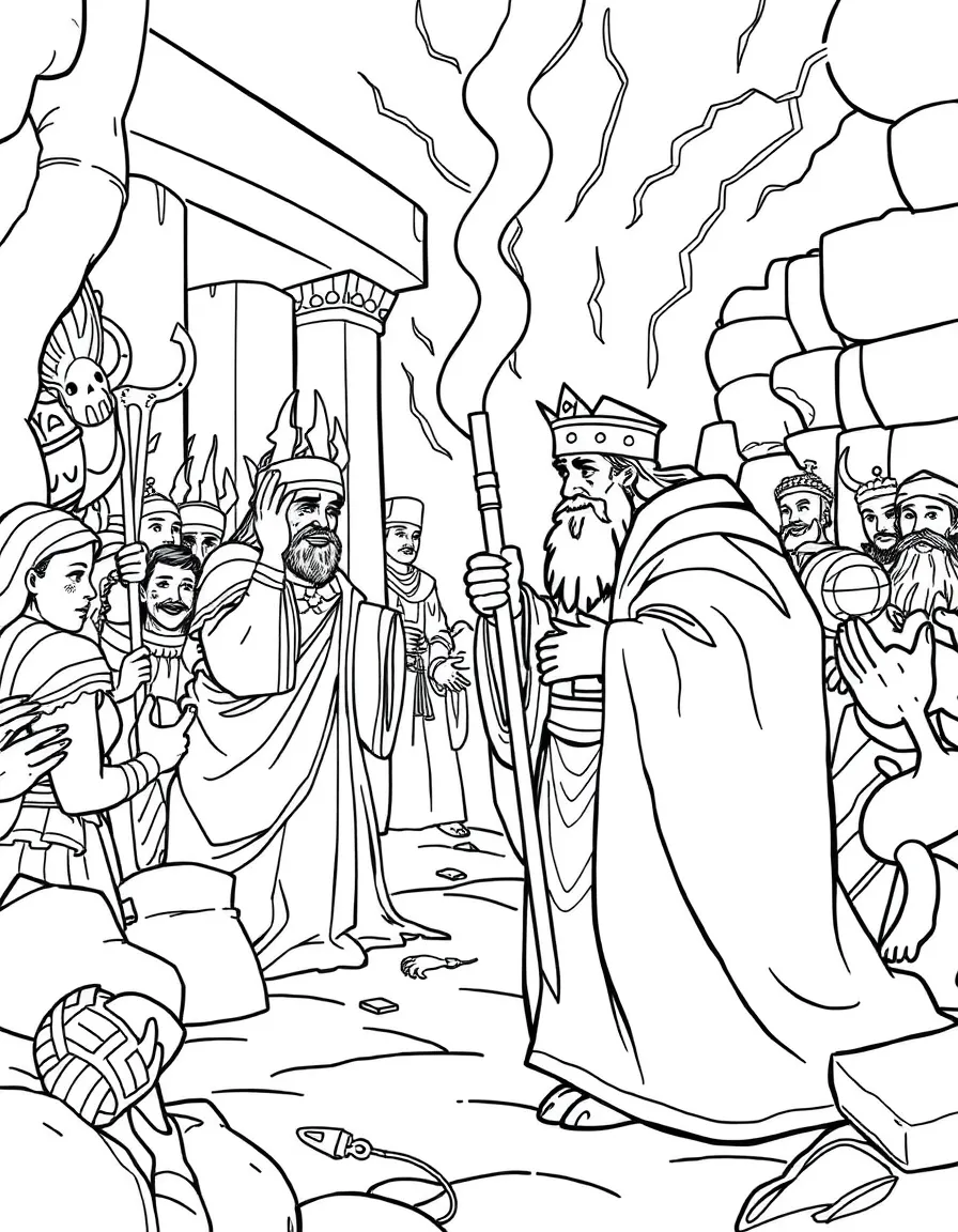 The good King Josiah destroying idols and repairing the temple.