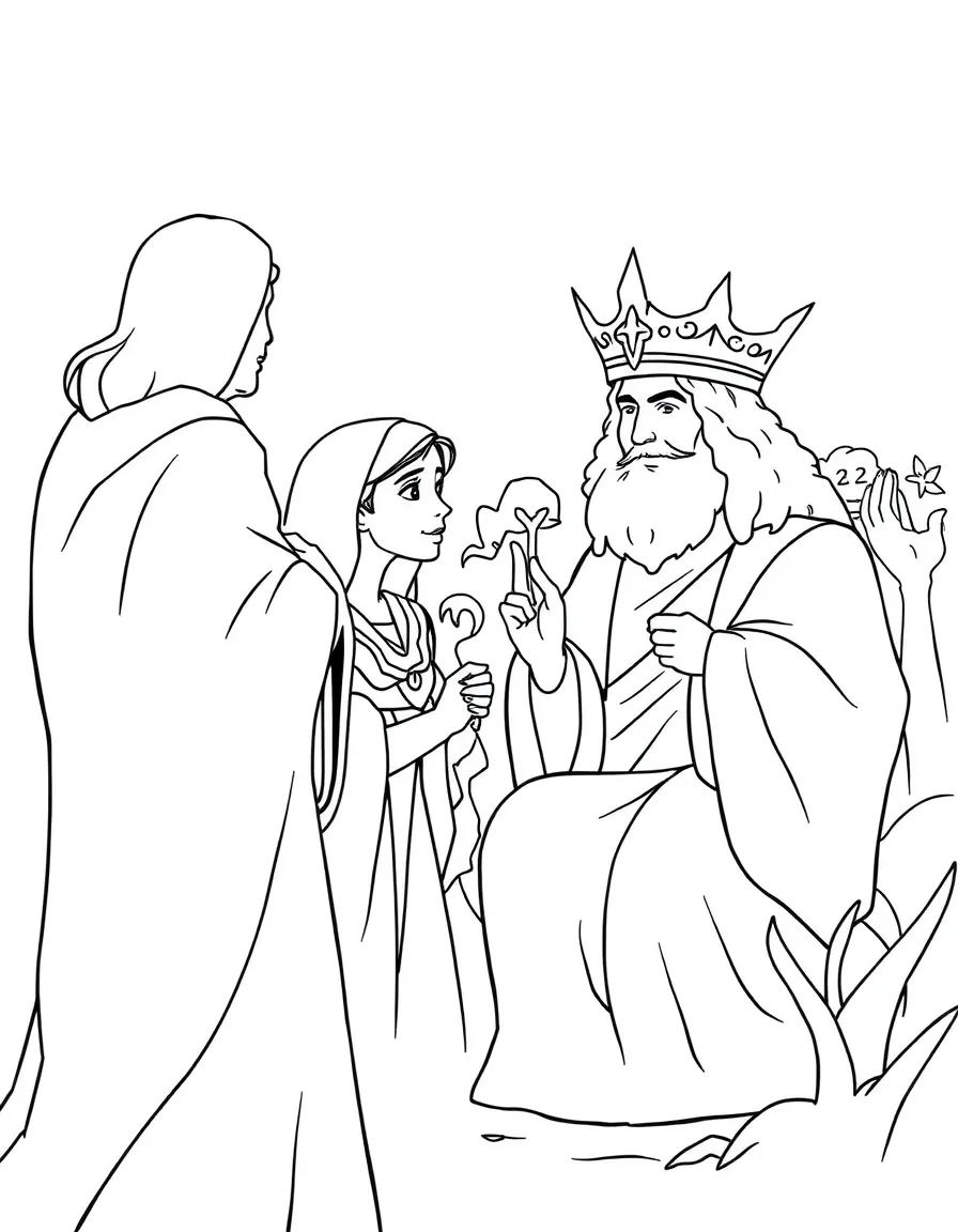 Esther bravely going before the king without being called.