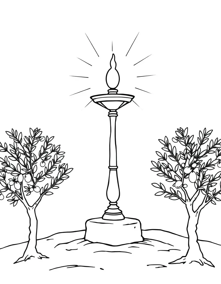 Zechariah's vision of a lampstand and two olive trees.