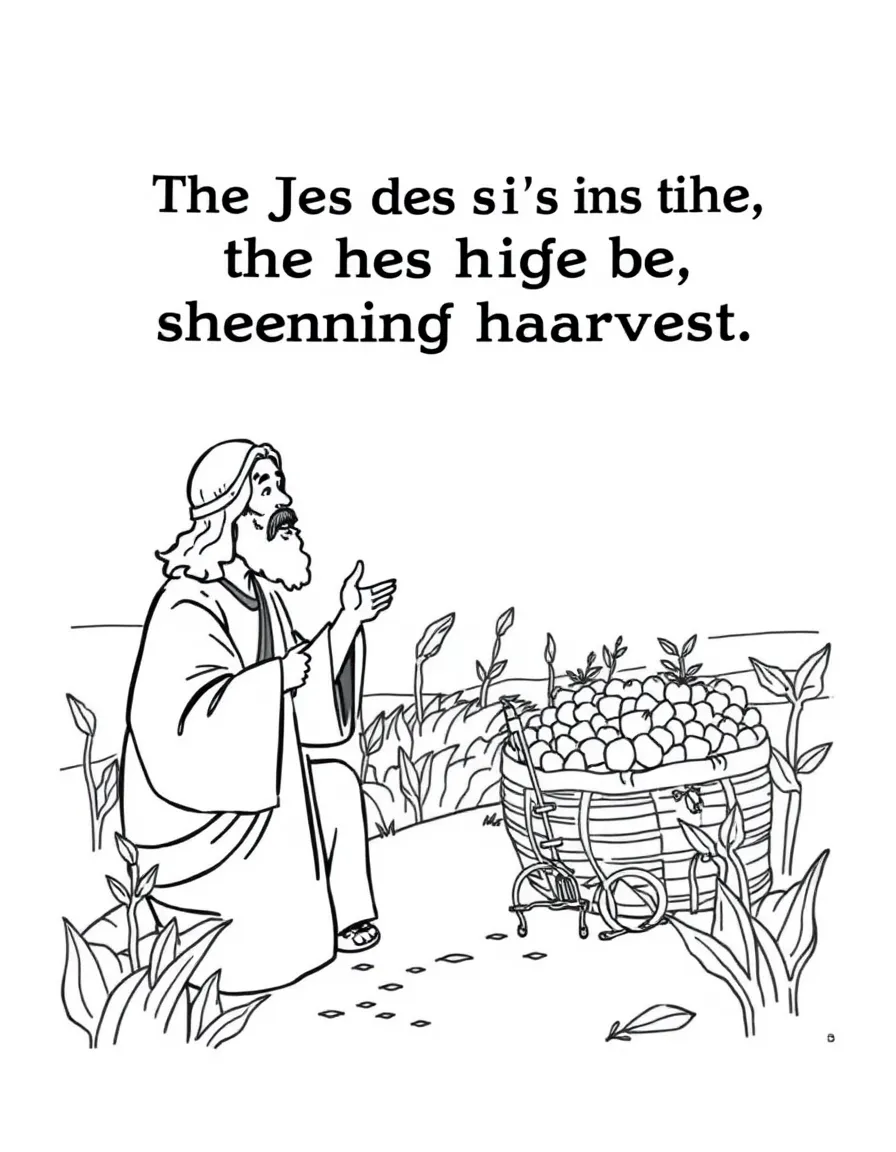 Jesus telling the parable of the rich farmer's abundant harvest.