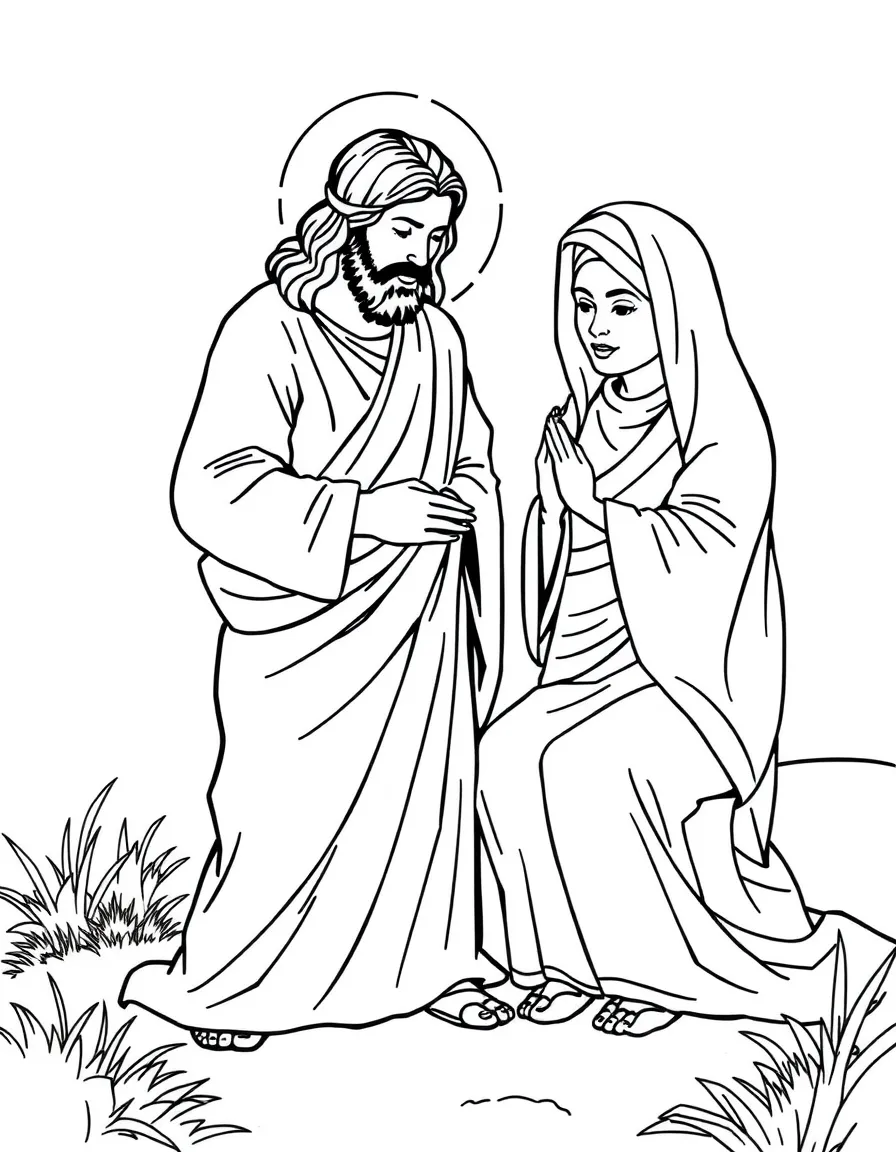 Jesus healing a woman who had been sick for eighteen years.