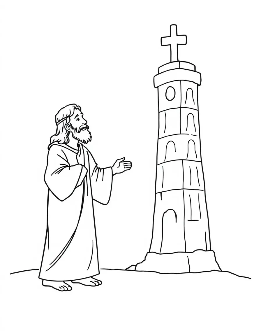 Jesus teaching about counting the cost before building a tower.