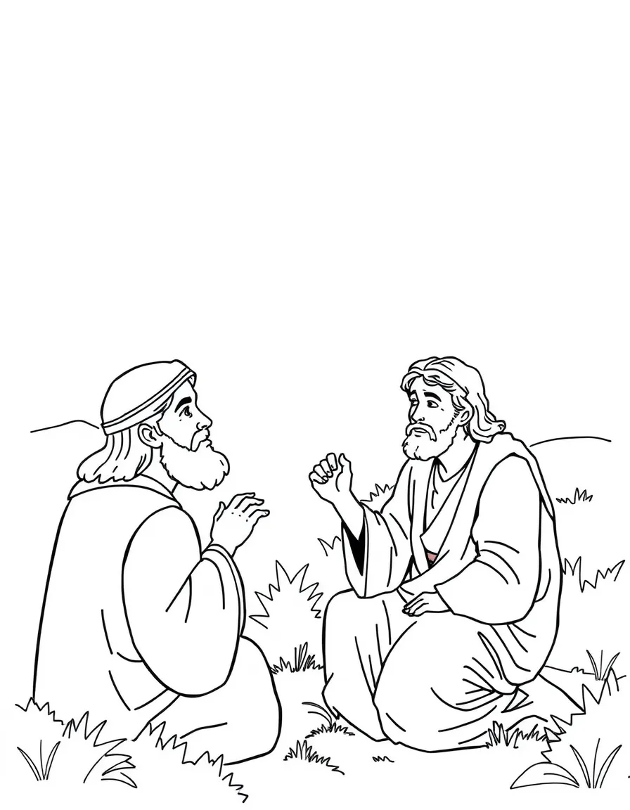 Jesus telling the parable of the lost son's brother being upset.