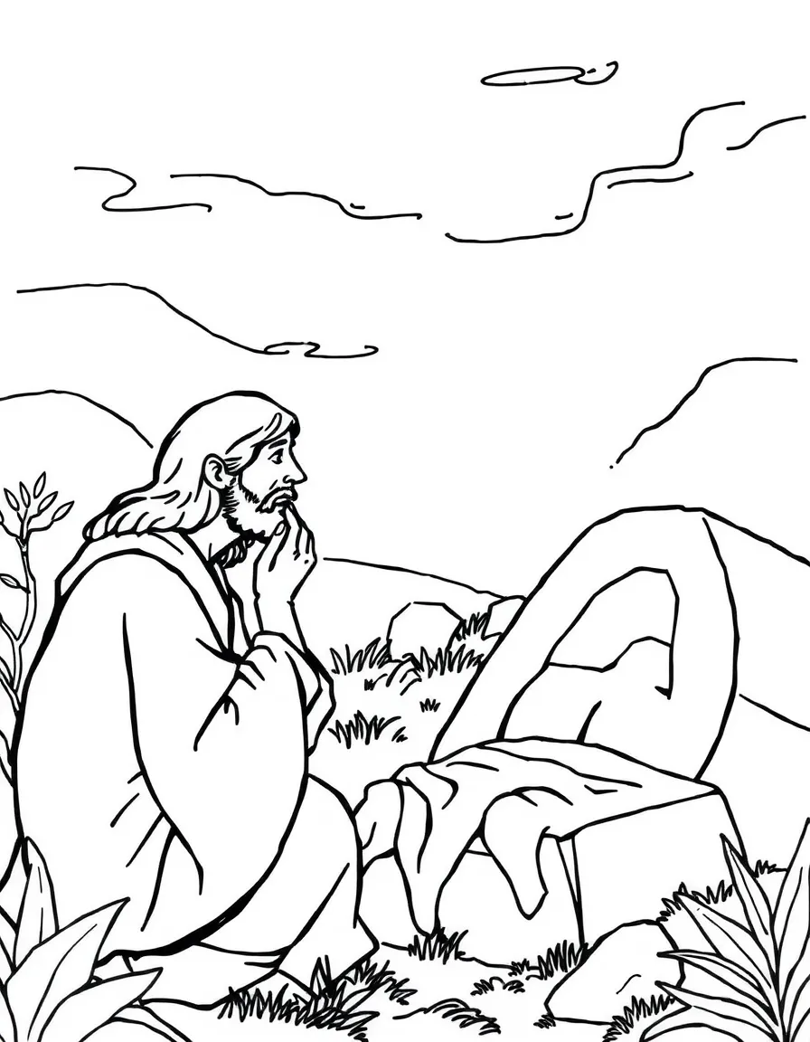 Jesus weeping at the tomb of Lazarus.