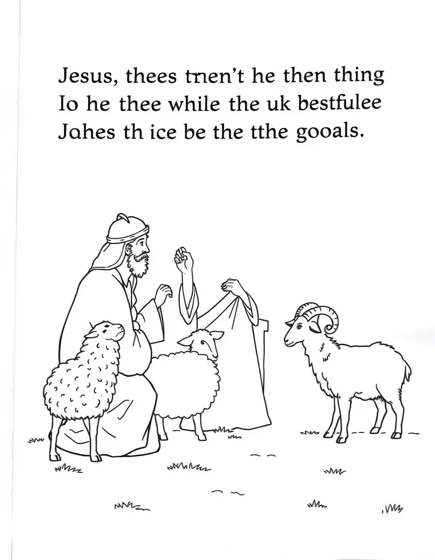 Jesus telling the parable of the sheep and the goats, separating them.