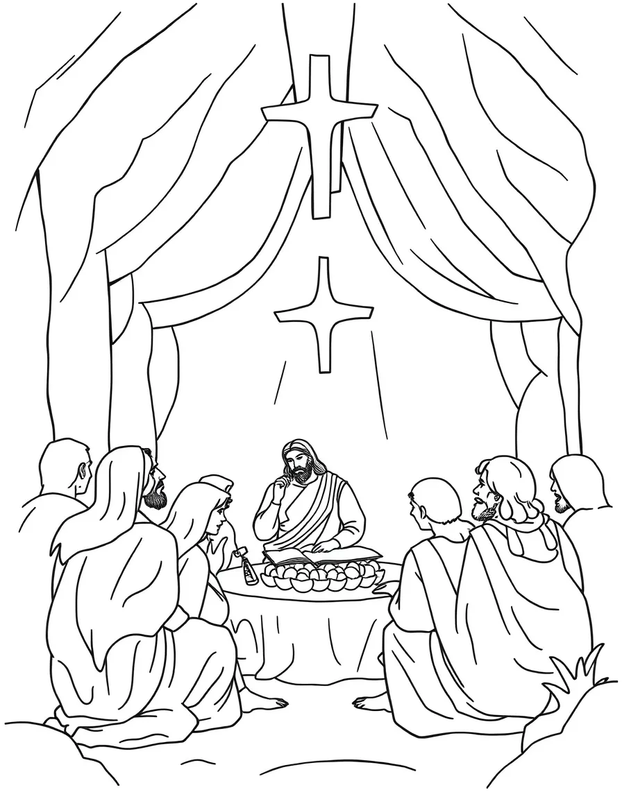 Jesus praying for his disciples in the upper room.