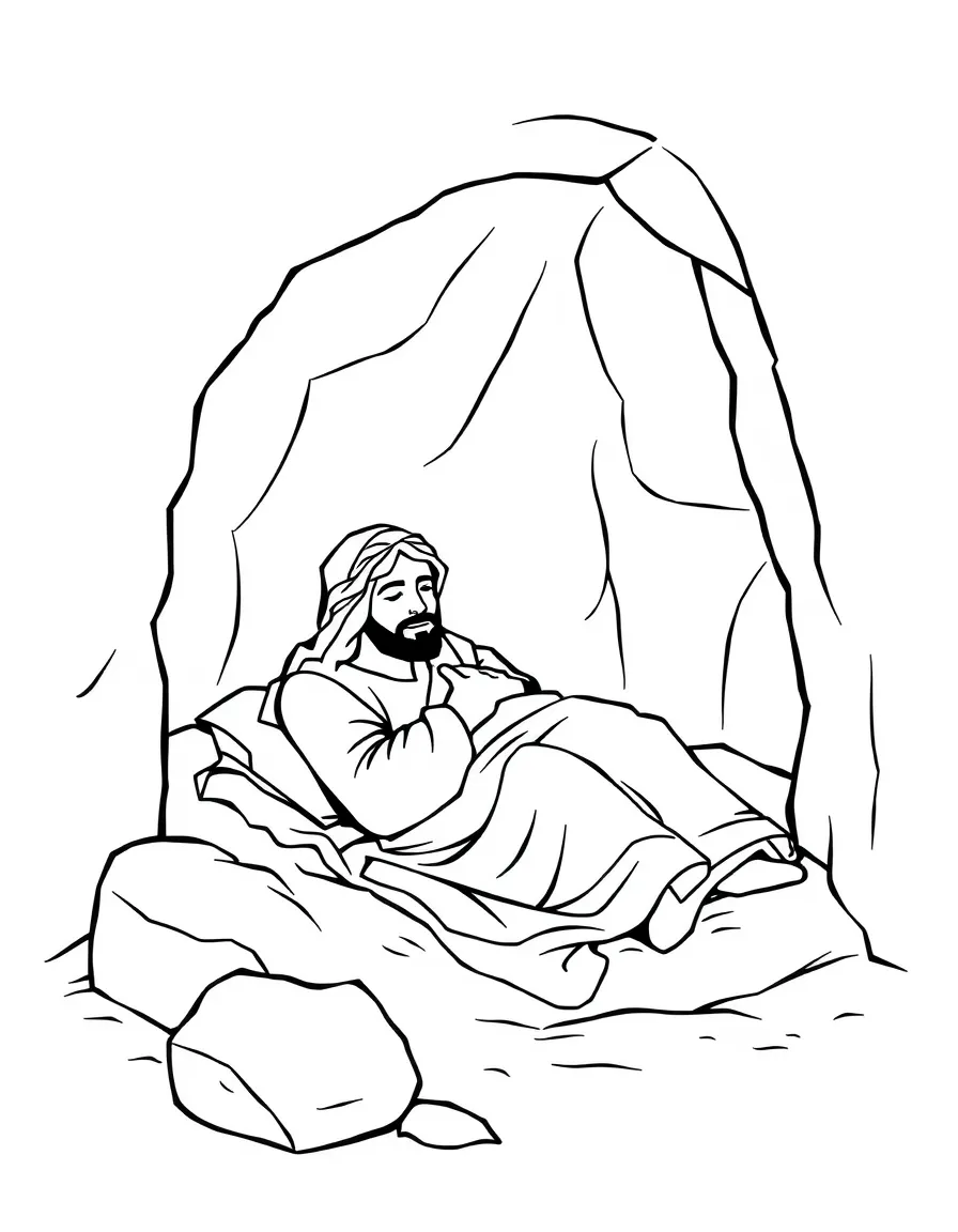 Jesus being laid in the tomb.