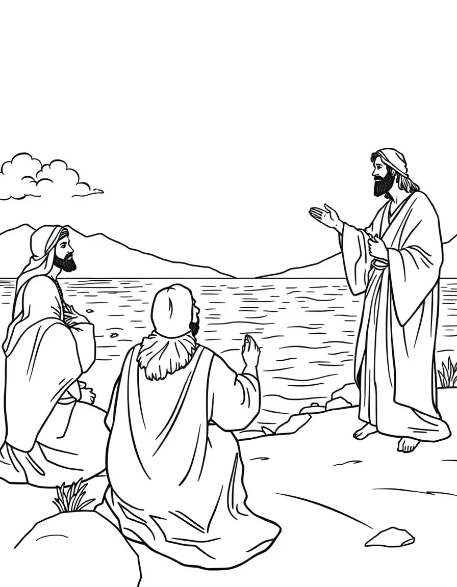Jesus appearing to the disciples by the Sea of Tiberias.