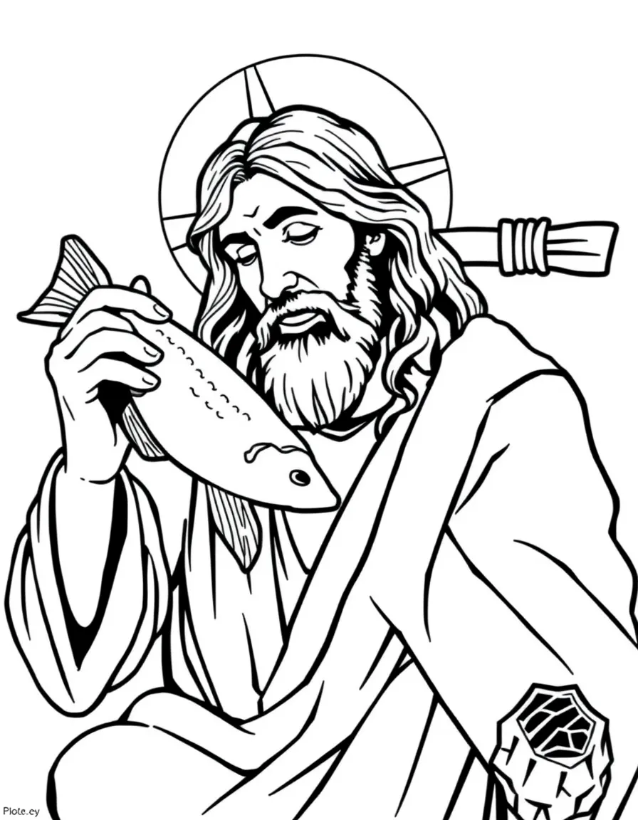 Jesus eating fish and honeycomb to show he is not a ghost.