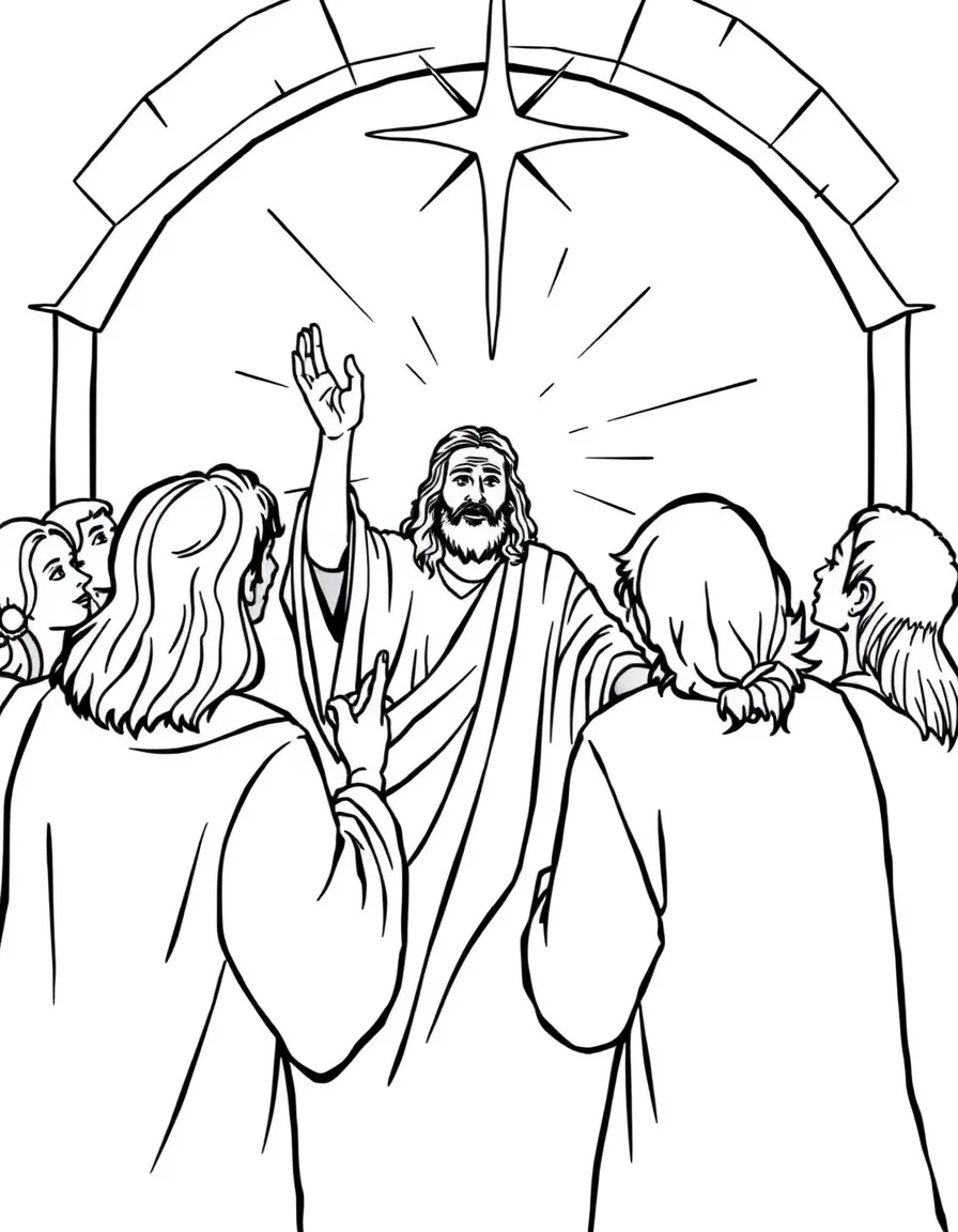 Jesus giving the Holy Spirit to his disciples.