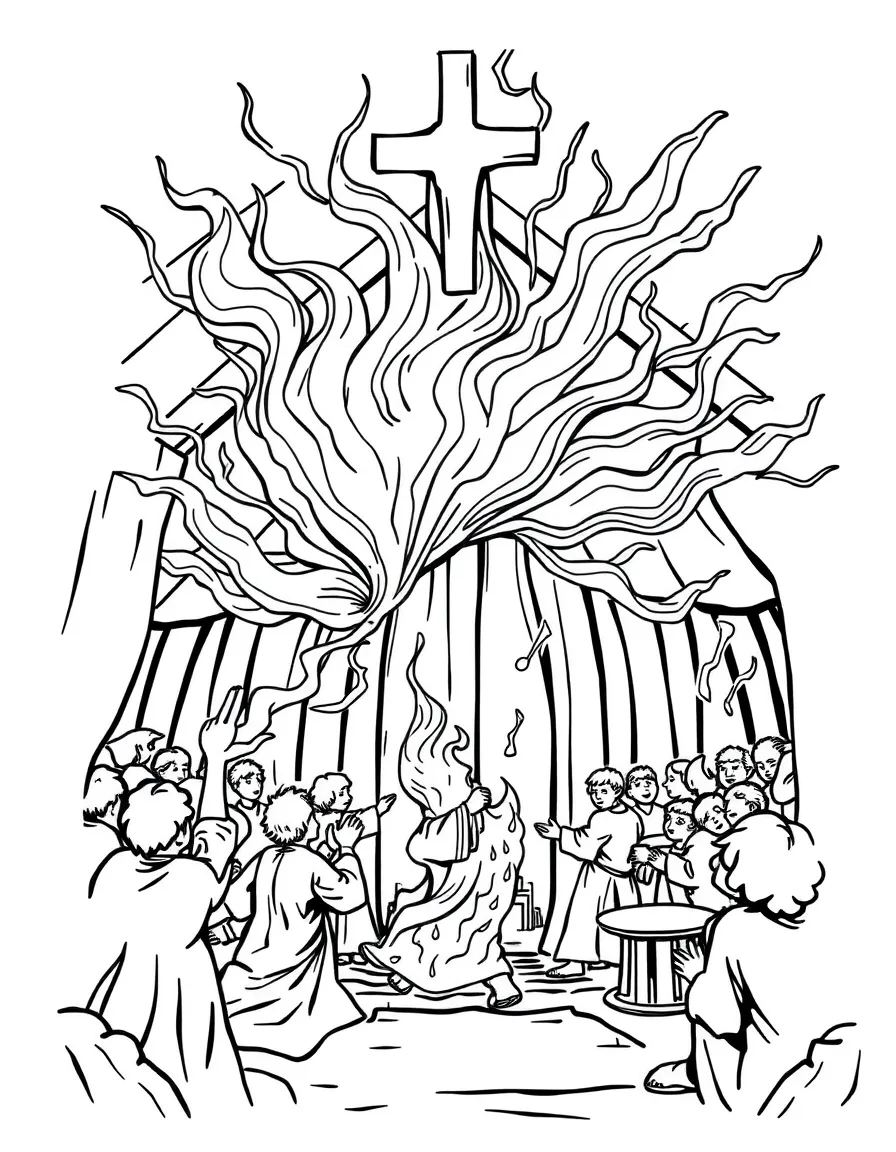 The sound of a mighty rushing wind filling the house at Pentecost.