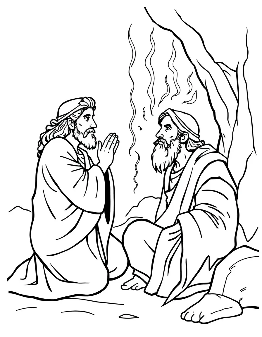 Ananias praying for Saul, and scales falling from his eyes.
