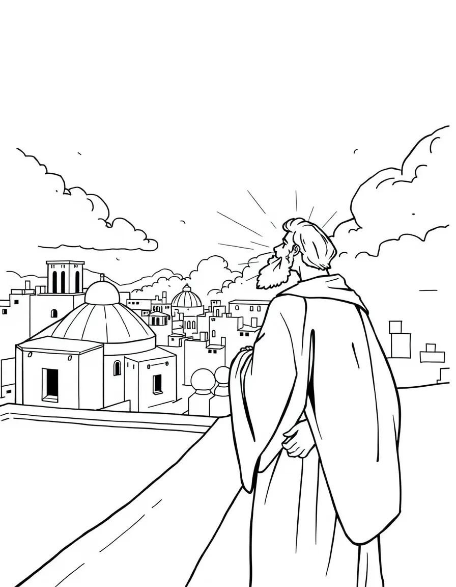 Peter having a vision on the rooftop in Joppa.
