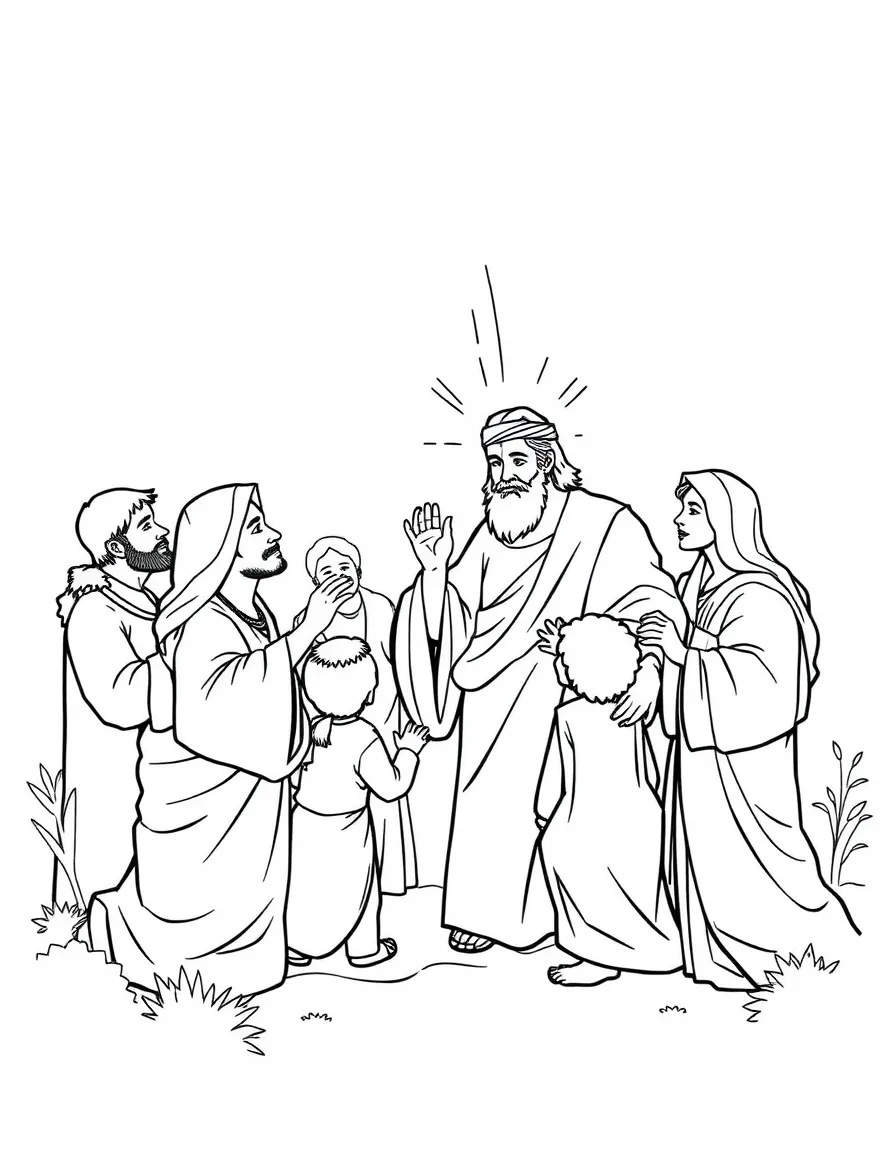 Cornelius and his household receiving the Holy Spirit.