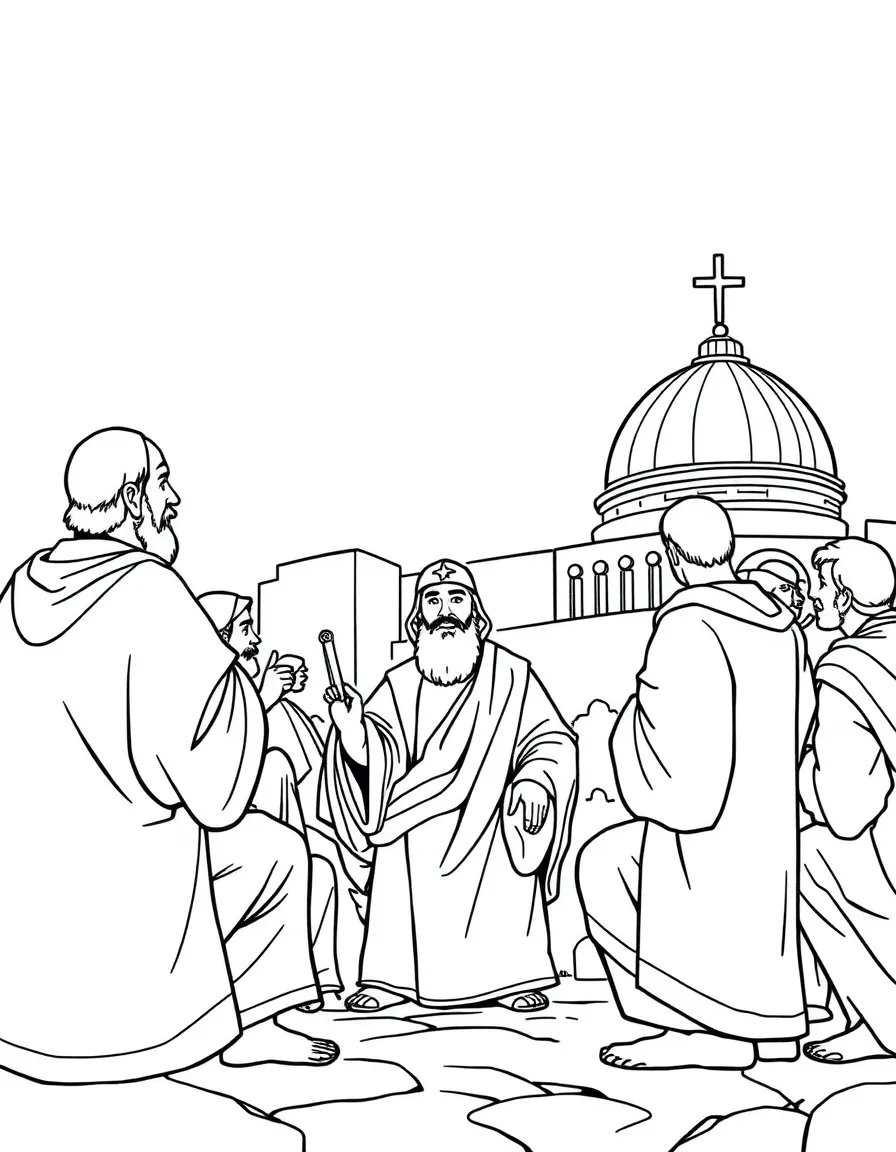 Paul going to Jerusalem to discuss the Gentiles with the apostles.