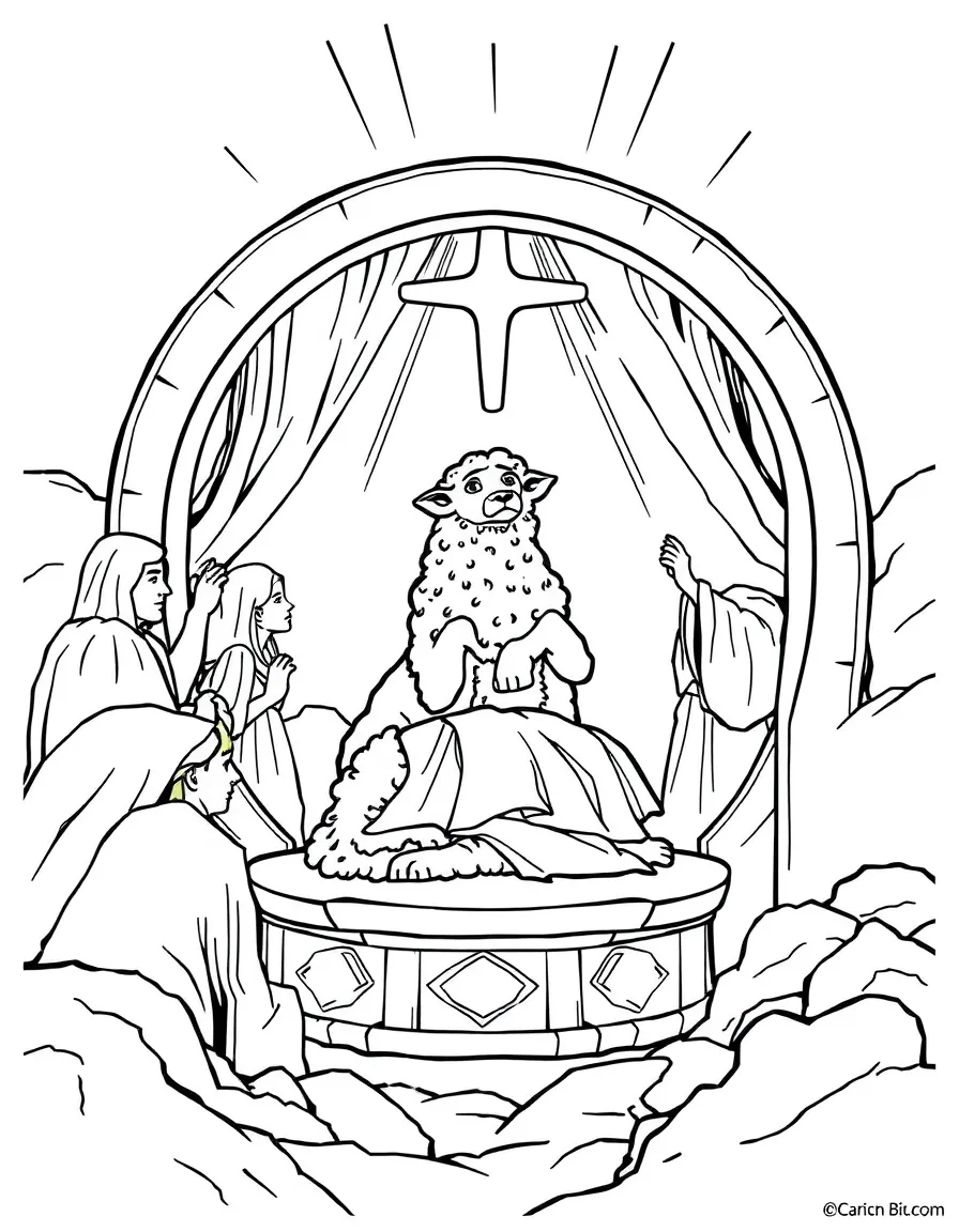 The Lamb opening the seventh seal, with silence in heaven.